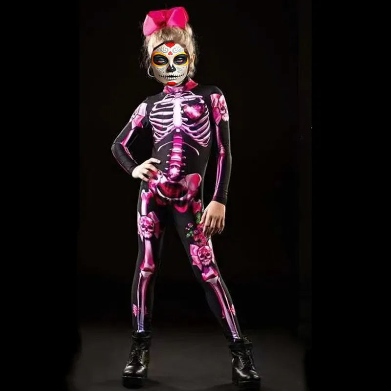 Costume mariée fantôme squelette rose