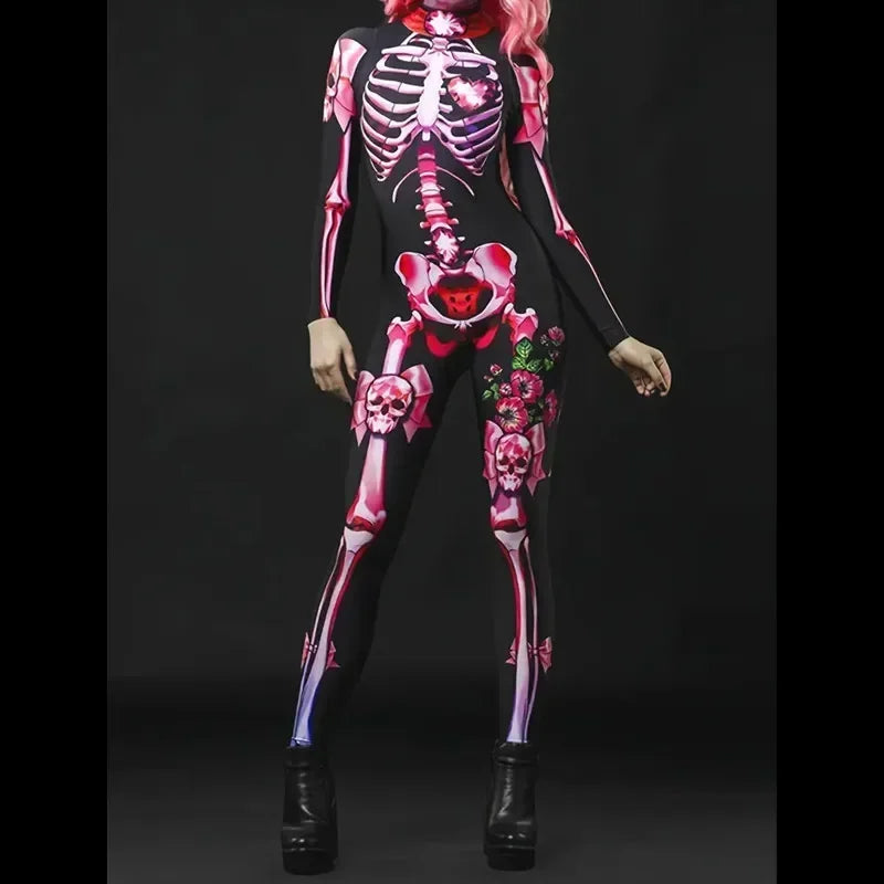 Costume mariée fantôme squelette rose