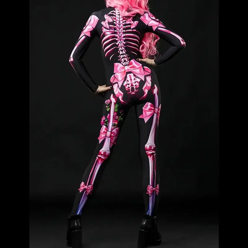 Costume mariée fantôme squelette rose